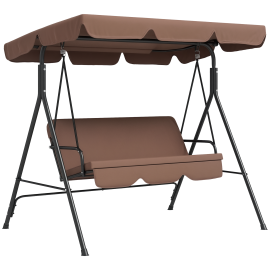 Balancelle Vellezzo 3 Places Contemporaine Confort Toit Réglable Marron