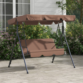 Balancelle Vellezzo 3 Places Contemporaine Confort Toit Réglable Marron