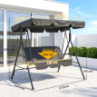 Balancelle Trecate 3 Places Contemporaine Noir Détente Jardin Terrasse Confort