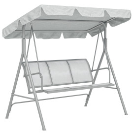 Balancelle Lacchiarella 3 Places Confort Ergonomique Toit Réglable Gris Clair