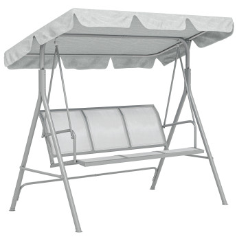 Balancelle Lacchiarella 3 Places Confort Ergonomique Toit Réglable Gris Clair