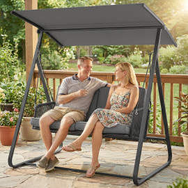 Balancelle Cerys 2 Places Design Extérieur Confort Gris Foncé Ombre Réglable