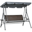 Balancelle Ferrera 3 Places Confort Toit Réglable Gris Anthracite