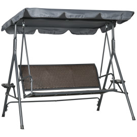 Balancelle Ferrera 3 Places Confort Toit Réglable Gris Anthracite