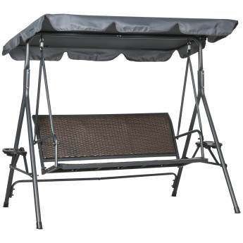Balancelle Ferrera 3 Places Confort Toit Réglable Gris Anthracite