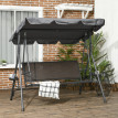 Balancelle Ferrera 3 Places Confort Toit Réglable Gris Anthracite