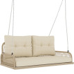 Banc suspendu Dietlinde 2 places résine tressée confort jardin beige bois naturel