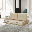 Banc suspendu Dietlinde 2 places résine tressée confort jardin beige bois naturel
