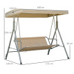 Balancelle Thornwall 3 Places Confort Ergonomique Toit Réglable Beige Marron
