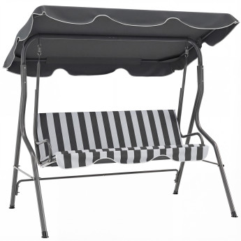 Balancelle Ermengard 3 Places Confort Toit Réglable Noir Design Contemporain