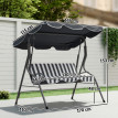 Balancelle Ermengard 3 Places Confort Toit Réglable Noir Design Contemporain