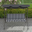 Balancelle Ermengard 3 Places Confort Toit Réglable Noir Design Contemporain