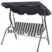 Balancelle Ermengard 3 Places Confort Toit Réglable Noir Design Contemporain