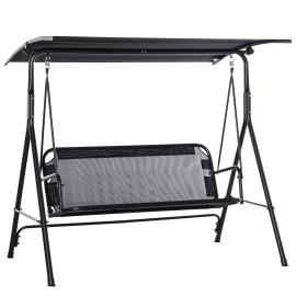 Balancelle Jardin Isbergue 2 Places Noir Résistante Confortable Anti-UV