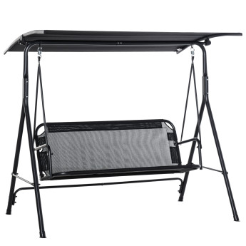 Balancelle Jardin Isbergue 2 Places Noir Résistante Confortable Anti-UV