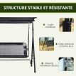 Balancelle Jardin Isbergue 2 Places Noir Résistante Confortable Anti-UV
