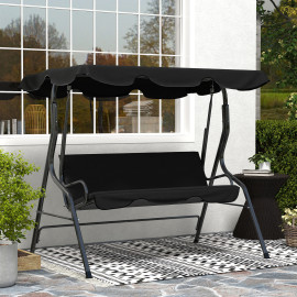 Balancelle Codevilla 3 Places Extérieur Confort Noir Toit Réglable Design Contemporain