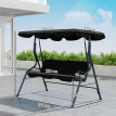 Balancelle Codevilla 3 Places Extérieur Confort Noir Toit Réglable Design Contemporain