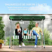 Balancelle Zacarias 3 Places Extérieur Toit Réglable Confort Rayures Blanc