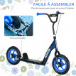 Trottinette Enfant Soriso 6-12 Ans Réglable Frein Béquille Acier Bleu