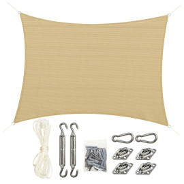 Voile d'Ombrage Gassino Grande Protection UV Extérieur Résistant Beige 4x3m
