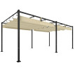 Pergola Fulgencio double toit rétractable UV50+ extérieur beige métal 570x295cm