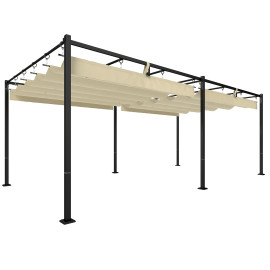Pergola Fulgencio double toit rétractable UV50+ extérieur beige métal 570x295cm