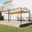 Pergola Fulgencio double toit rétractable UV50+ extérieur beige métal 570x295cm