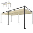 Pergola Fulgencio double toit rétractable UV50+ extérieur beige métal 570x295cm