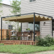 Pergola Belvecourt rétractable anti-UV kaki extérieur contemporain 298x213 cm