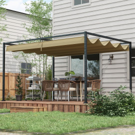 Pergola Belvecourt rétractable anti-UV kaki extérieur contemporain 298x213 cm