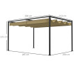 Pergola Belvecourt rétractable anti-UV kaki extérieur contemporain 298x213 cm