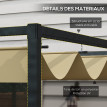 Pergola Belvecourt rétractable anti-UV kaki extérieur contemporain 298x213 cm