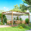 Pergola Nicola Rétractable Extérieure Toit Déperlant Effet Bois Naturel 4x3m