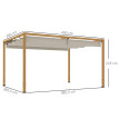 Pergola Nicola Rétractable Extérieure Toit Déperlant Effet Bois Naturel 4x3m