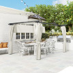 Pergola Labastida rétractable 4 rideaux ajustables extérieur crème anti-UV 3x4m