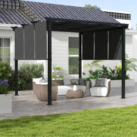 Pergola Mabilia Toiles Coulissantes Anthracite Extérieur Contemporain 297x297cm