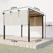 Pergola Sibylle 3 Toiles Rétractables Extérieur Contemporain Gris & Beige 3x3m