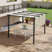 Pergola Sibylle 3 Toiles Rétractables Extérieur Contemporain Gris & Beige 3x3m