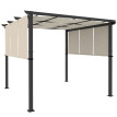 Pergola Sibylle 3 Toiles Rétractables Extérieur Contemporain Gris & Beige 3x3m