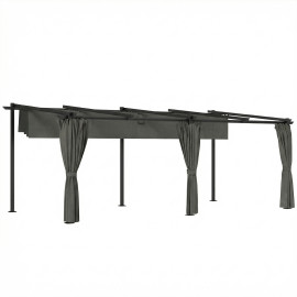 Pergola Norcino rétractable 4 rideaux protection solaire anthracite extérieur durable