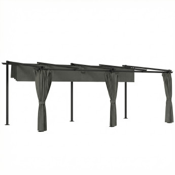 Pergola Norcino rétractable 4 rideaux protection solaire anthracite extérieur durable