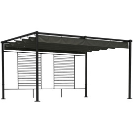Pergola Quéval rétractable anthracite protection UV50+ espace verdure extérieur