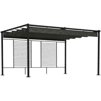 Pergola Quéval rétractable anthracite protection UV50+ espace verdure extérieur