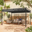 Pergola Quéval rétractable anthracite protection UV50+ espace verdure extérieur