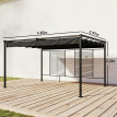 Pergola Quéval rétractable anthracite protection UV50+ espace verdure extérieur