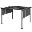 Pergola Richilde 3 Toiles Coulissantes Contemporaine Noir Anthracite Anti-UV 357x296 cm