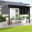 Pergola Richilde 3 Toiles Coulissantes Contemporaine Noir Anthracite Anti-UV 357x296 cm