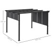 Pergola Richilde 3 Toiles Coulissantes Contemporaine Noir Anthracite Anti-UV 357x296 cm