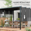 Pergola Richilde 3 Toiles Coulissantes Contemporaine Noir Anthracite Anti-UV 357x296 cm